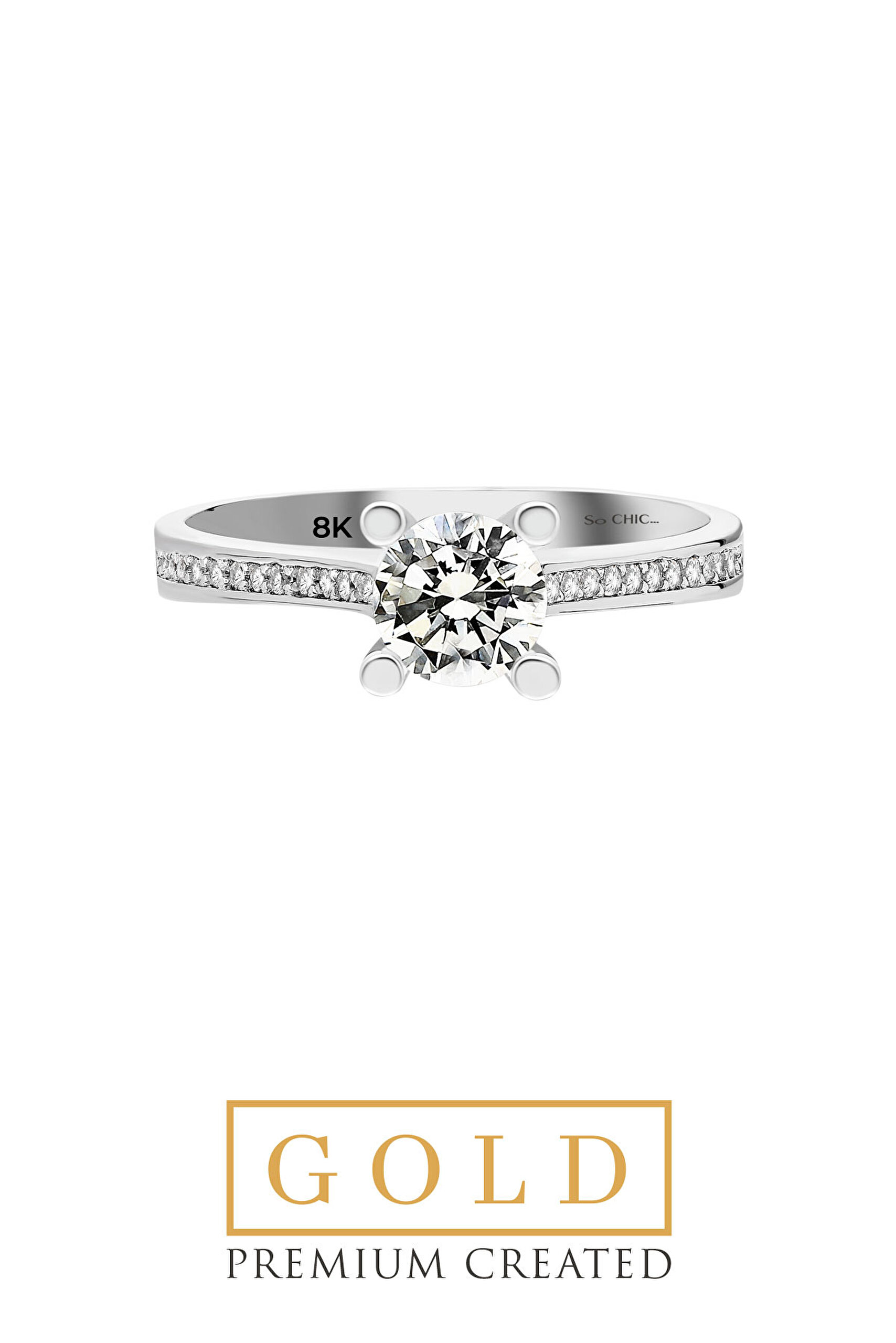 ⁠ Beyaz Altın Sertifikalı Premium Created Taşlı 0.84 Ct Effect Tektaş Yüzük_2}