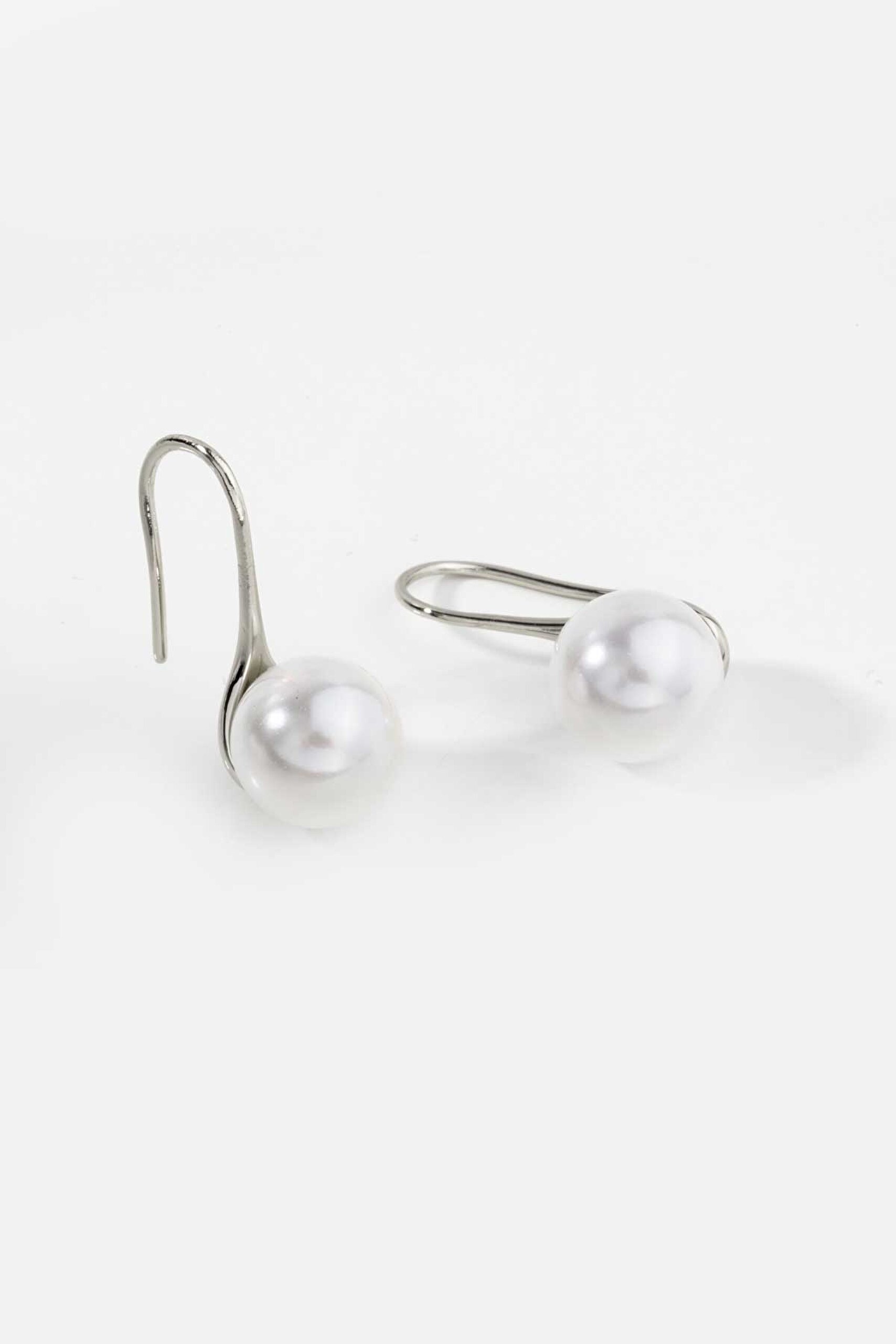 18 Ayar Beyaz Altın Kaplama Gümüş İnci Küpe