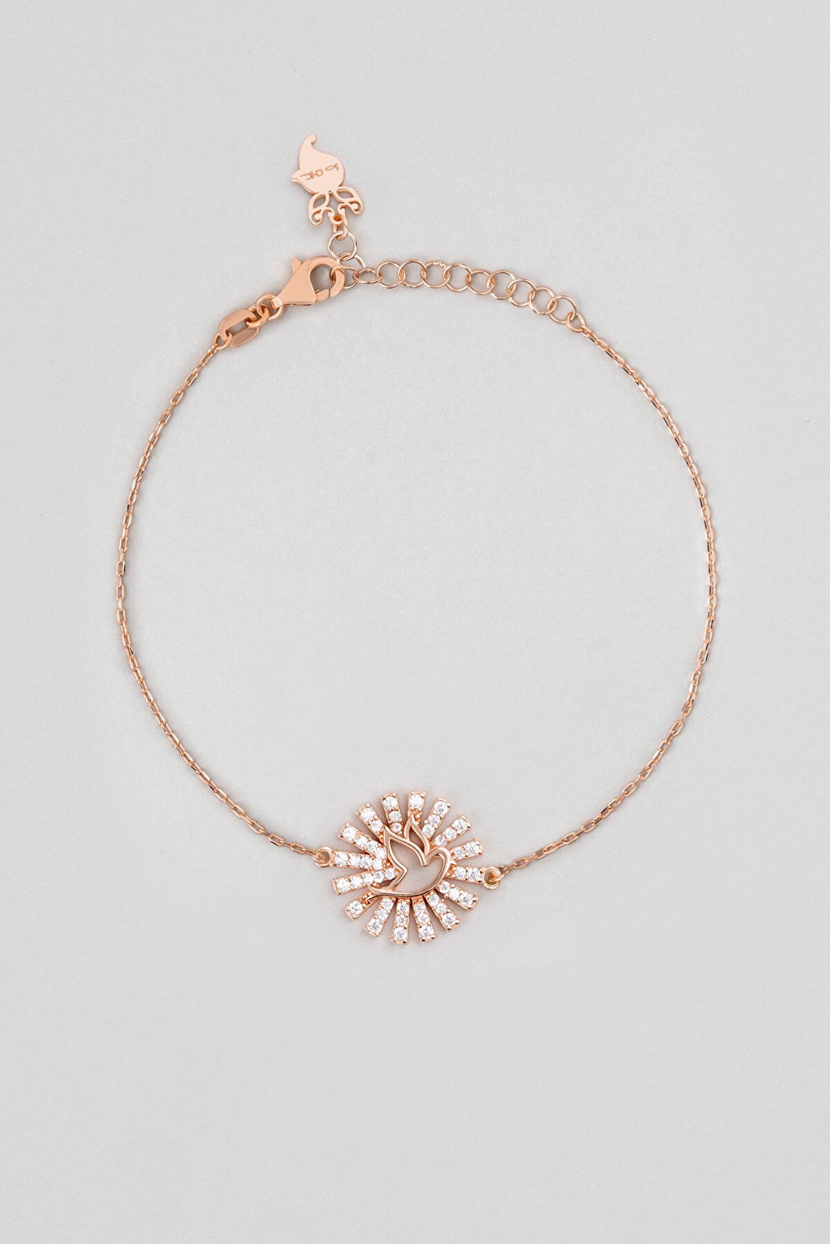Şans Kuşu 18 Ayar Rose Altın Kaplama 21 Cm  Gümüş Minimal Bileklik