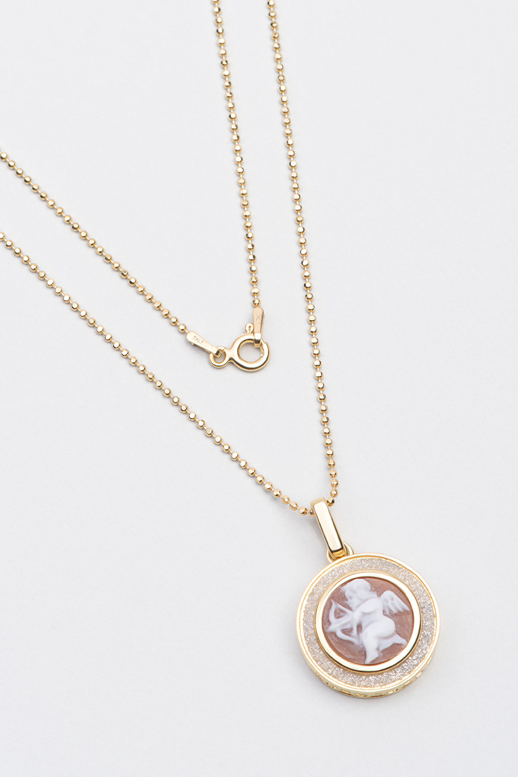 Cameo Italiano 18 Ayar Sarı Altın Kaplama 45 Cm Gümüş Kolye