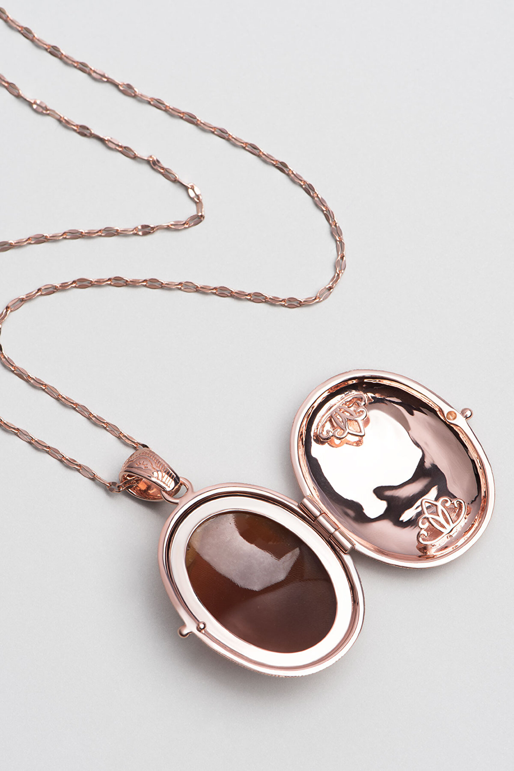 ⁠ Cameo Italiano 18 Ayar Rose Altın Kaplama 50 Cm Gümüş Tasarım Kolye_4}