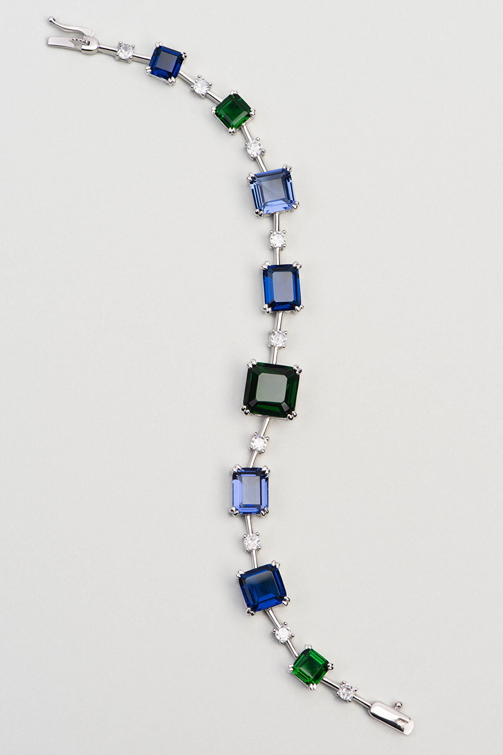 Yakamoz Tonu 18 Ayar Beyaz Altın Kaplama Gümüş Tasarım Bileklik - 0