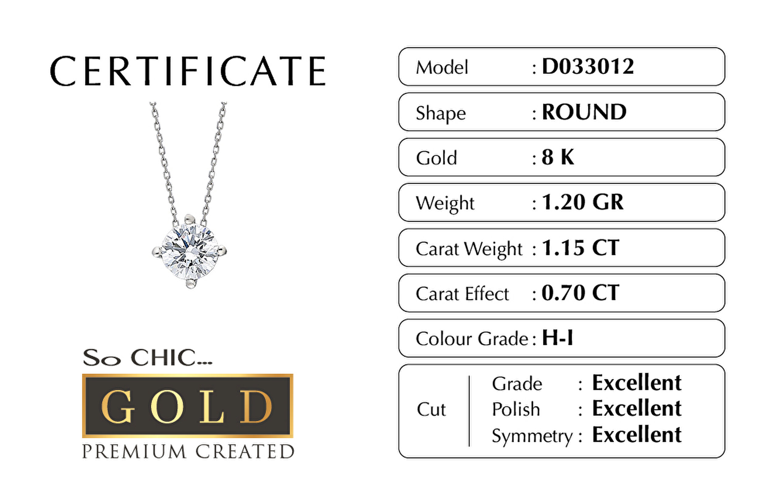 ⁠ Beyaz Altın Sertifikalı Premium Created Taşlı 0.70 CT Effect Tektaş Kolye_2}