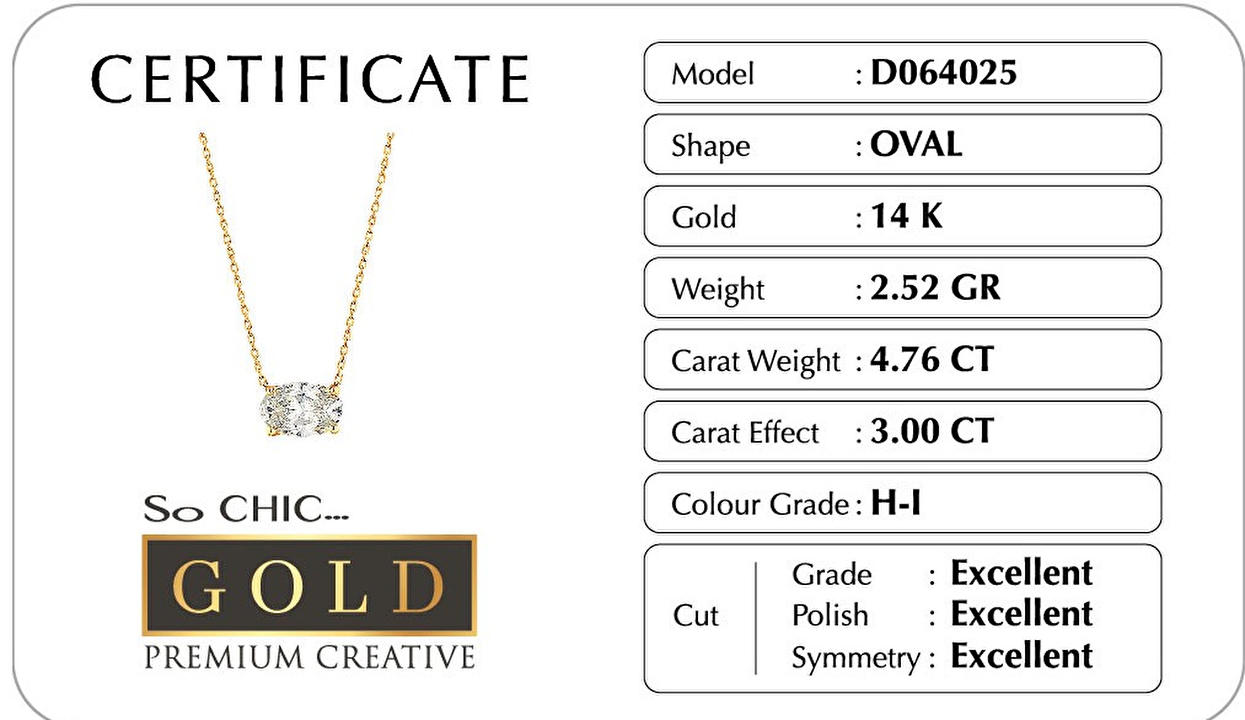 ⁠ 14 Ayar Sarı Altın Sertifikalı Premium Created Taşlı 42 Cm Oval Tektaş Kolye
_1}