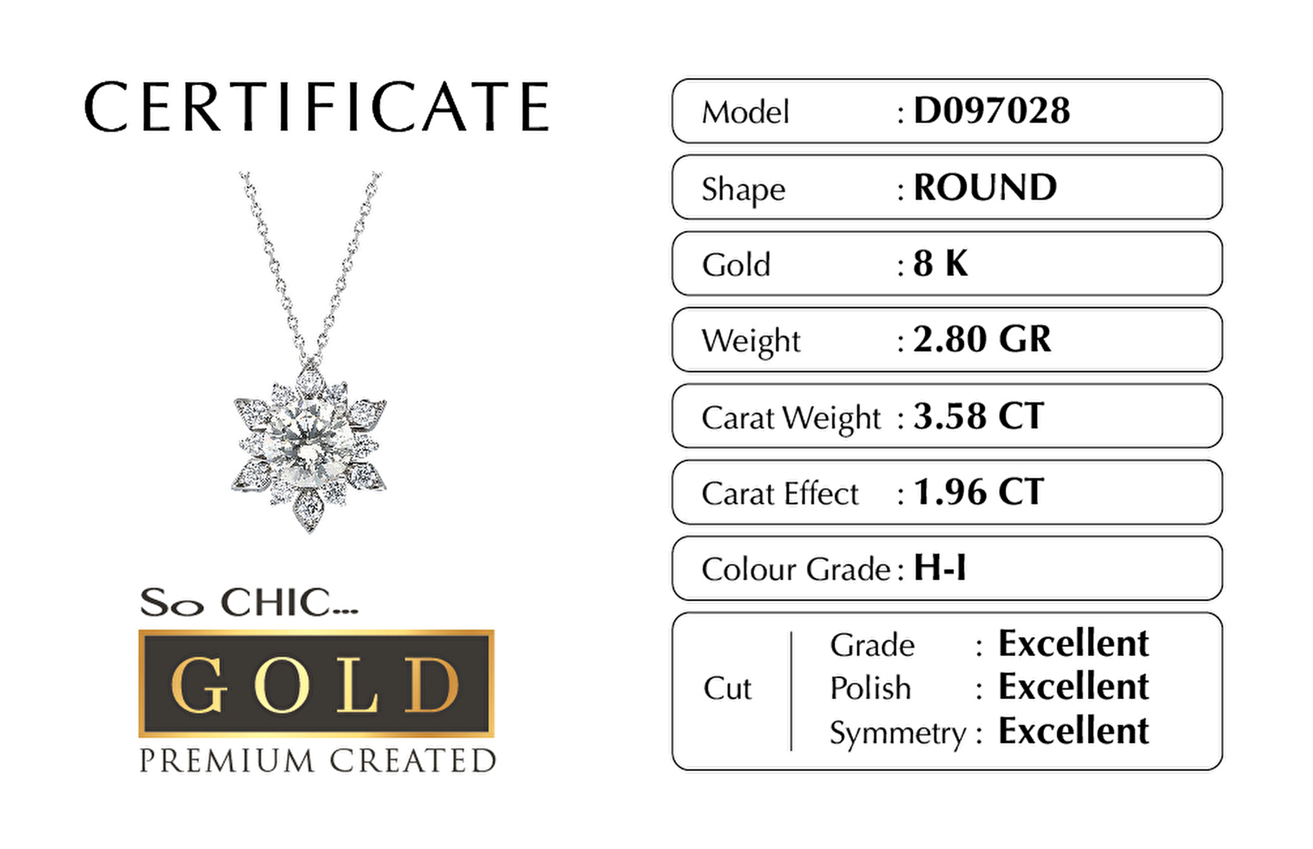 ⁠ Beyaz Altın Sertifikalı Premium Created Taşlı 42 Cm Çiçek Kolye
_4}