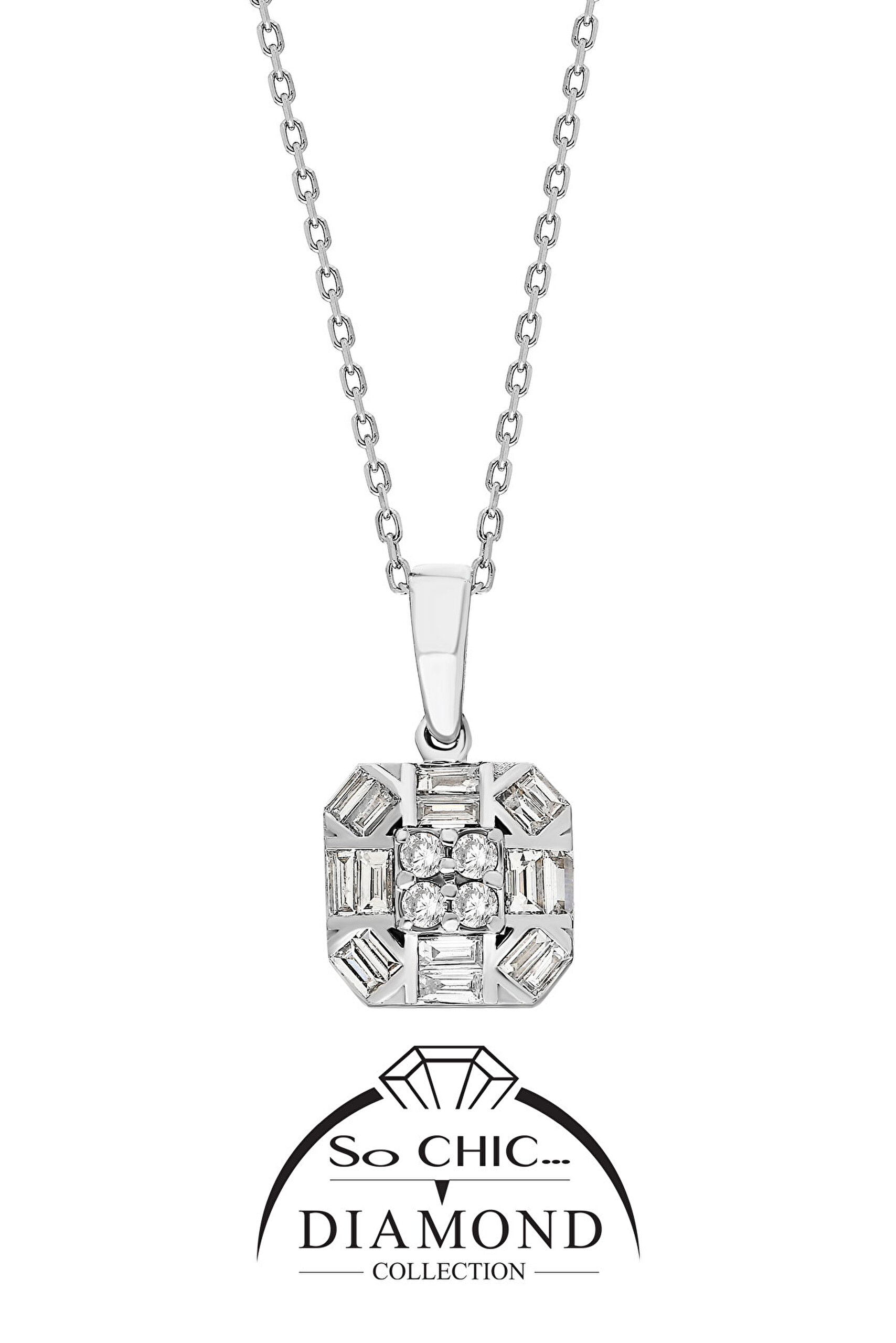 ⁠ Diamond Collection Beyaz Altın 0.29 Karat Pırlanta Kolye_0}