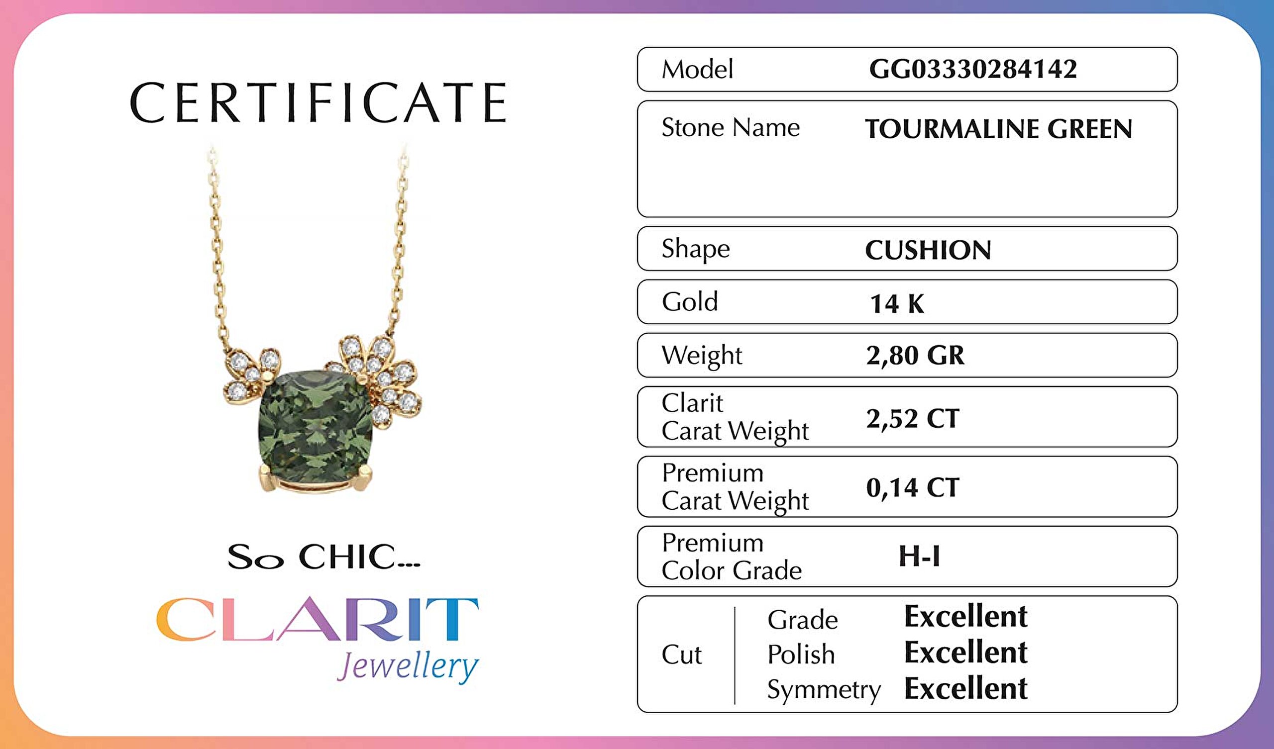 ⁠ Created Tourmaline Taşlı Clarit Serisi 14 Ayar Sarı Altın Kolye_2}