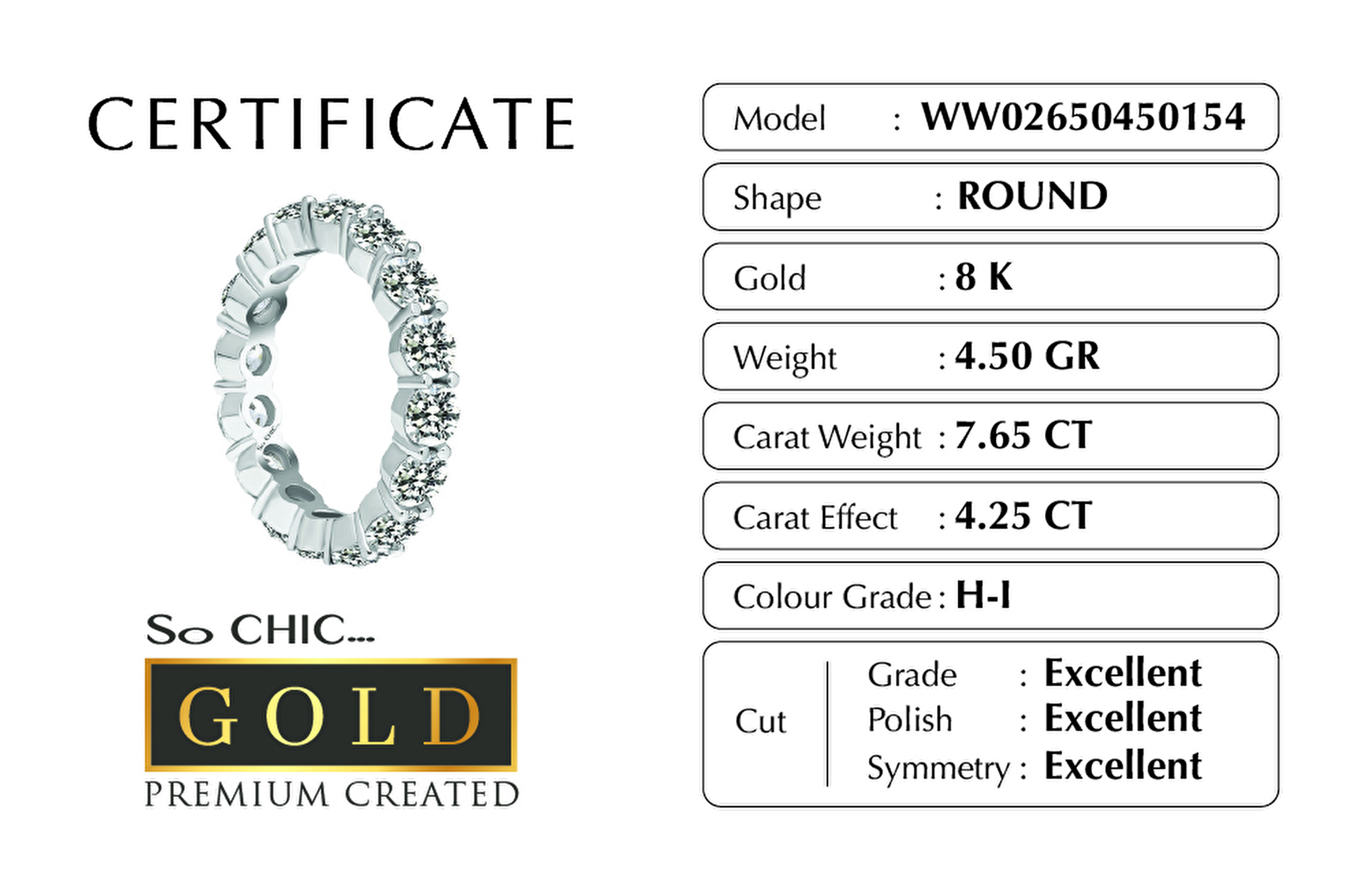 ⁠ Beyaz Altın Sertifikalı Premium Created Taşlı 4.25 CT Effect Tamtur Yüzük

_3}