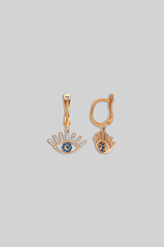 Evil Eye Desing 18K Rose Gold Plated Silver Earring