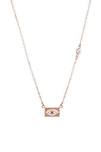 18 Carat Rose Gold Plated Evil Eye Silver Necklace