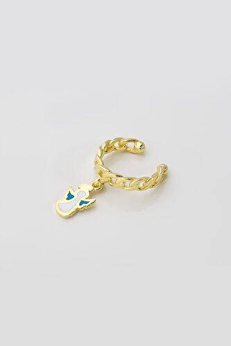 Angel Figurine 18K Yellow Gold Plated Silver Cuff Earring
