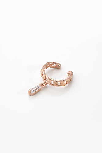 Trapezoid Stone 18K Rose Gold Plated Silver Cuff Earring