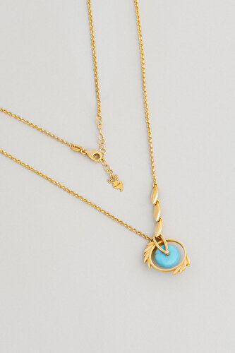 Mystic Turquoise 18 Karat Yellow Gold Plated Silver Minimal Necklace