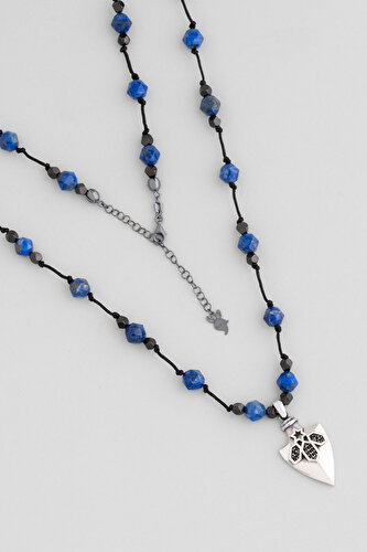Selçuklu Yıldızı 84 Cm Gümüş Lapis Taşlı Erkek Kolye