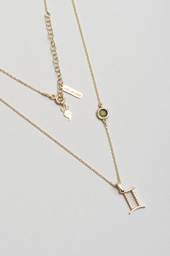 Zodiac Collection Gemini Sign 18 Karat Yellow Gold Plated Silver Necklace