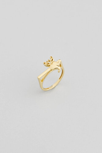 Wise Goddess 18K Yellow Gold Plated Silver Lucky Owl Ring