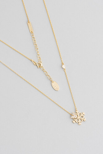 18 Karat Yellow Gold Plated 48 cm Silver Snowflake Necklace
