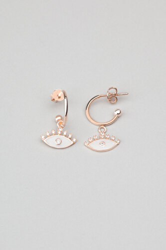 Minimal Eye 18 Karat Rose Gold Plated Silver Earrings