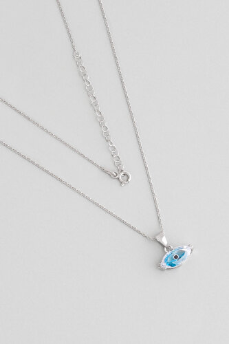 Bright Eye 18 Karat White Gold Plated Silver Minimal Necklace
