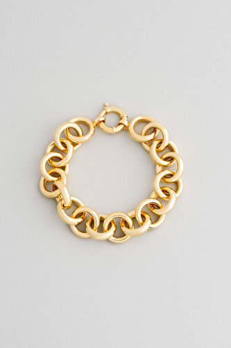 Modern Design 18 Karat Yellow Gold Plated 20 Cm Silver Bracelet