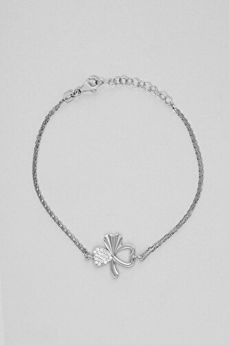Luck 18 Karat White Gold Plated Silver Minimal Bracelet