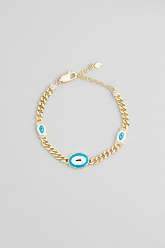 Evil Eye 18 Karat Yellow Gold Plated Silver Bracelet