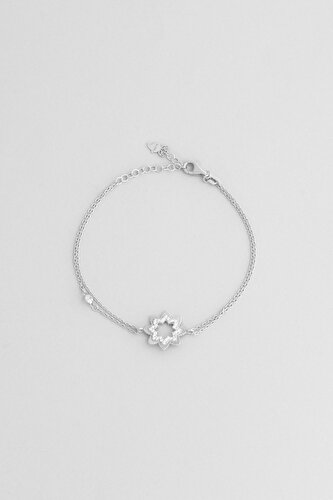 Sun 18 Karat White Gold Plated  Silver Minimal Bracelet