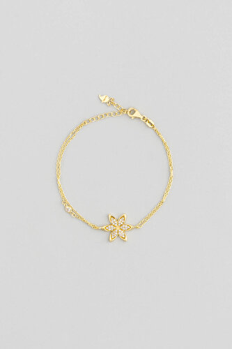 Lucky Flower 18 Karat Yellow Gold Plated 20 Cm Silver Bracelet