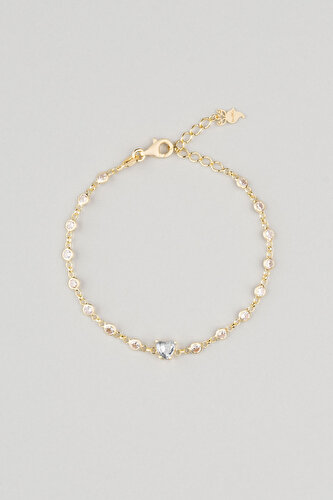 Heart 18 Carat Yellow Gold Plated Silver Bracelet