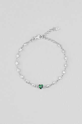 Heart 18 Carat White Gold Plated Silver Bracelet