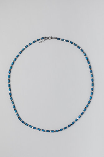 Hematit Taşlı 63 Cm Gümüş Erkek Kolye