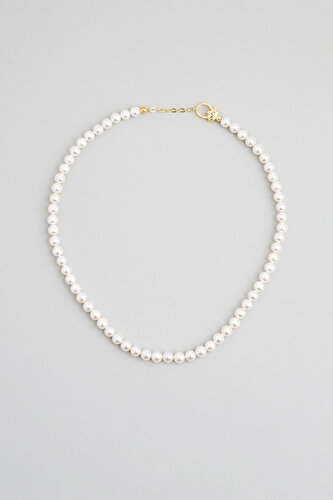 Pearl 18 Karat Yellow Gold Plated 45 Cm Silver Necklace