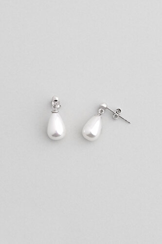  White Pearl 18K White Gold Plated Silver Dangling Earring