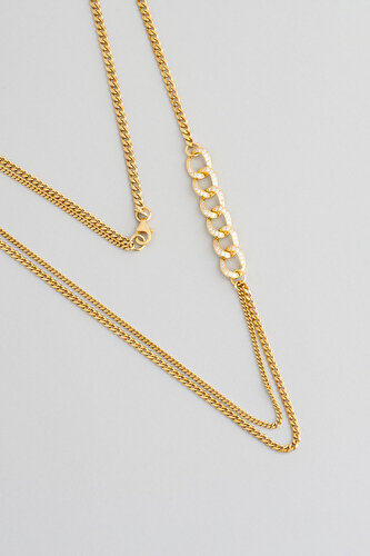 Hollow Modern Design 18 Karat Gold Plated Silver Necklace