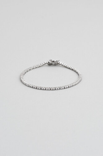 Classic 18 Karat White Gold Plated Silver Tennis Bracelet