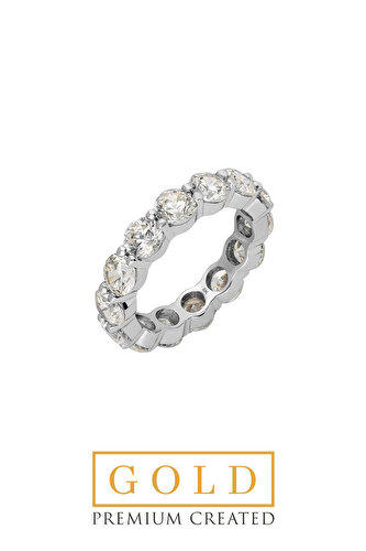 14 Karat White Gold Certified Premium Created Stone Eternity Ring