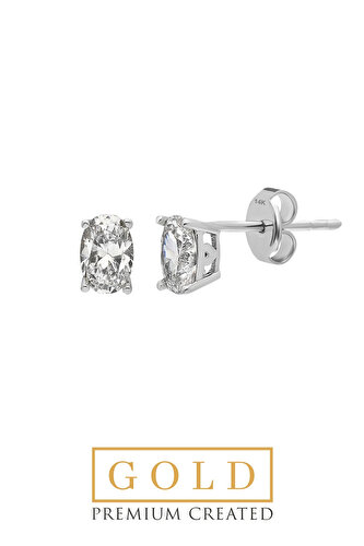 Beyaz Altın Sertifikalı Premium Created Taşlı 3.00 CT Effect Oval Tektaş Kü