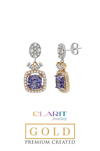 Clarit Jewellery Created Alexandrite Taşlı 14 Ayar Anturaj Küpe