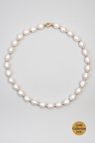 14 Karat Gold Necklace with Natural Pearl Stone
