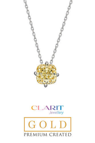 Created Light Yellow Canary Stone Clarit Series 14 Karat White Gold Solitai