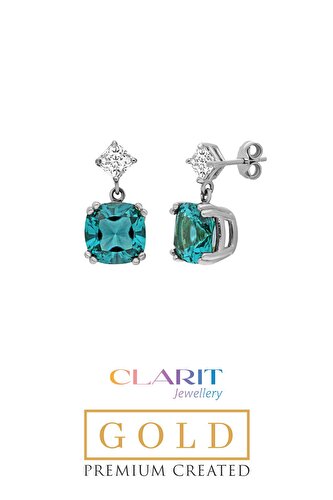 Clarit Jewellery Created Paraiba Taşlı 8 Ayar Beyaz Altın Küpe
			