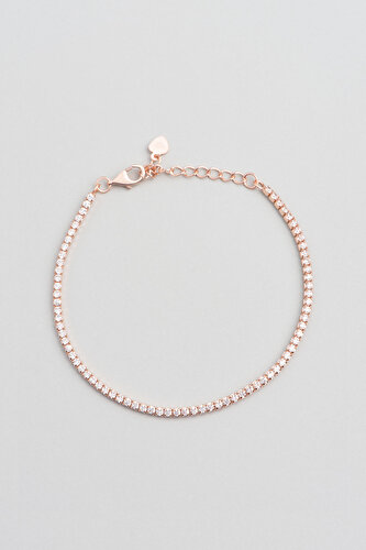 Tennis Bracelet 18 Karat Rose Gold Plated Silver 