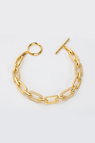 Hollow Modern Design 18 Karat Gold Plated Silver Design Bracelet
