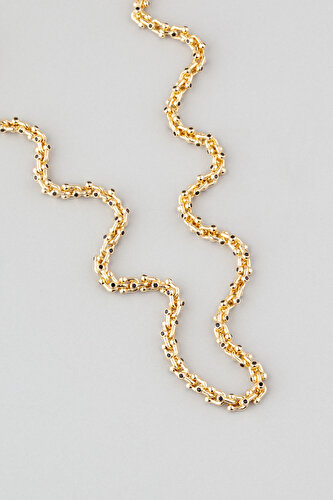 18 Karat Yellow Gold Plated Silver Chain Necklace with Black Stone