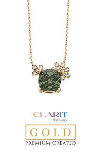 Created Tourmaline Taşlı Clarit Serisi 14 Ayar Sarı Altın Kolye 