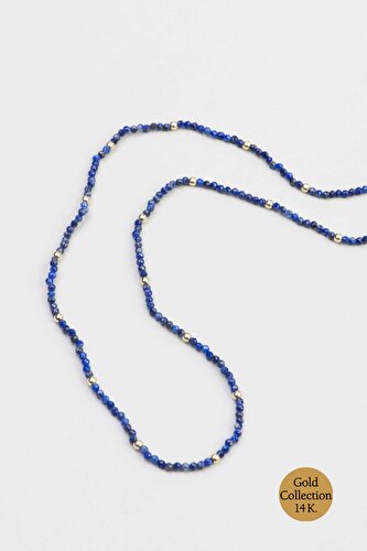 14 Karat Gold Necklace with Lapis Stone