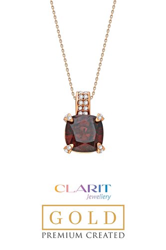 Created Rhodolite Taşlı Clarit Serisi 14 Ayar Rose Altın Kolye