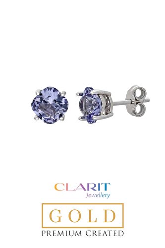 Created Alexandrite Taşlı Clarit Serisi Beyaz Altın Küpe
			