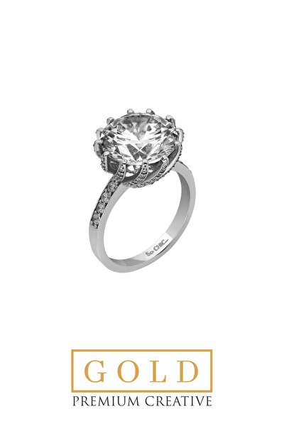 SoChic D10706301 Beyaz Altın Sertifikalı Premium Creative Taşlı Tektaş Yüzük D10706301 D10706301 Beyaz Altın Sertifikalı Premium Creative Taşlı Tektaş Yüzük D10706301